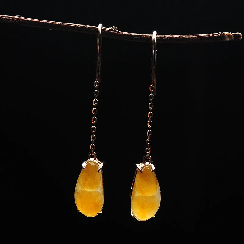 Natural Jade Earrings Jadeite Gold Earrings EG44