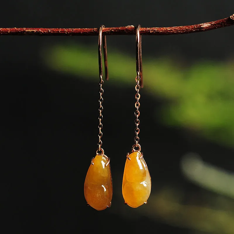 Natural Jade Earrings Jadeite Gold Earrings EG44