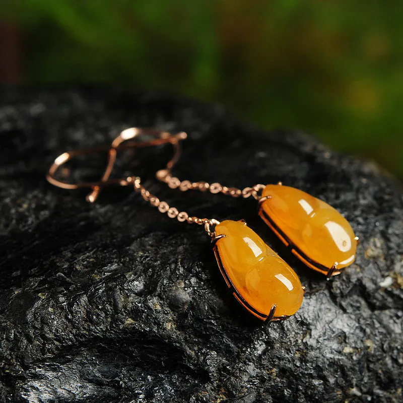 Natural Jade Earrings Jadeite Gold Earrings EG44