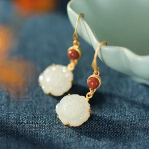 Natural Jade Earrings Nephrite Agate Silver Earrings ZNE146