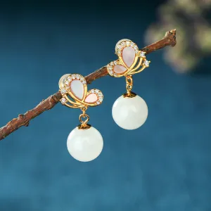 Natural Jade Earrings Nephrite Silver Earrings ZNE108