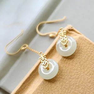 Natural Jade Earrings Nephrite Silver Earrings ZNE125