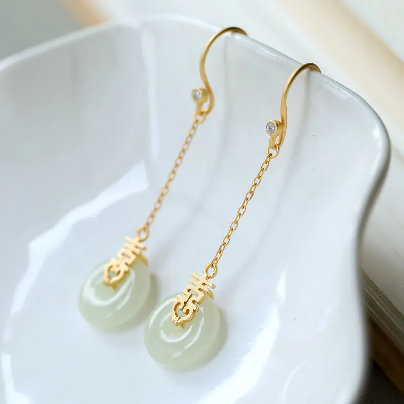 Natural Jade Earrings Nephrite Silver Earrings ZNE125