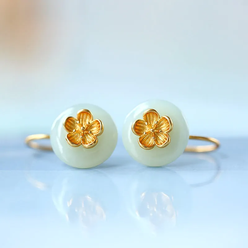 Natural Jade Earrings Nephrite Silver Earrings ZNE214