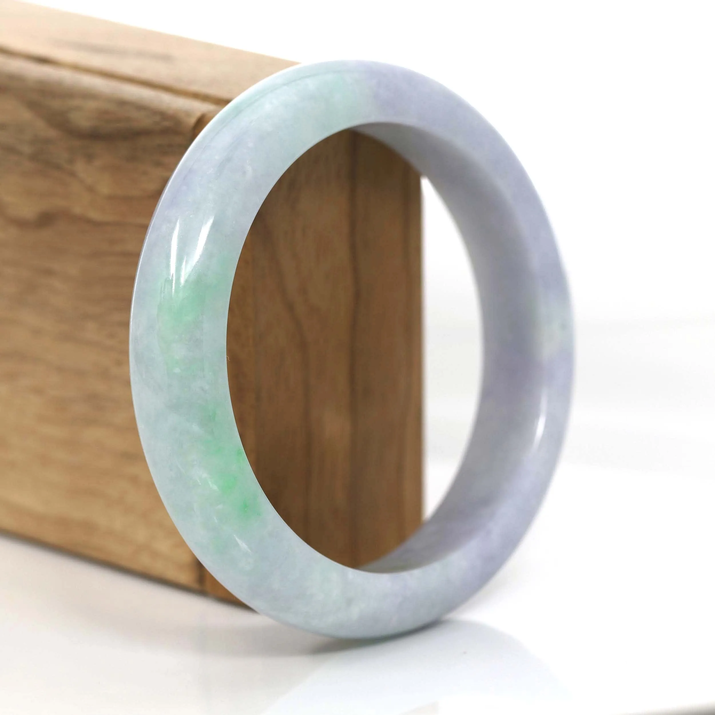 Natural Lavender- Green Jadeite Jade Bangle Bracelet (57.96 mm) #719