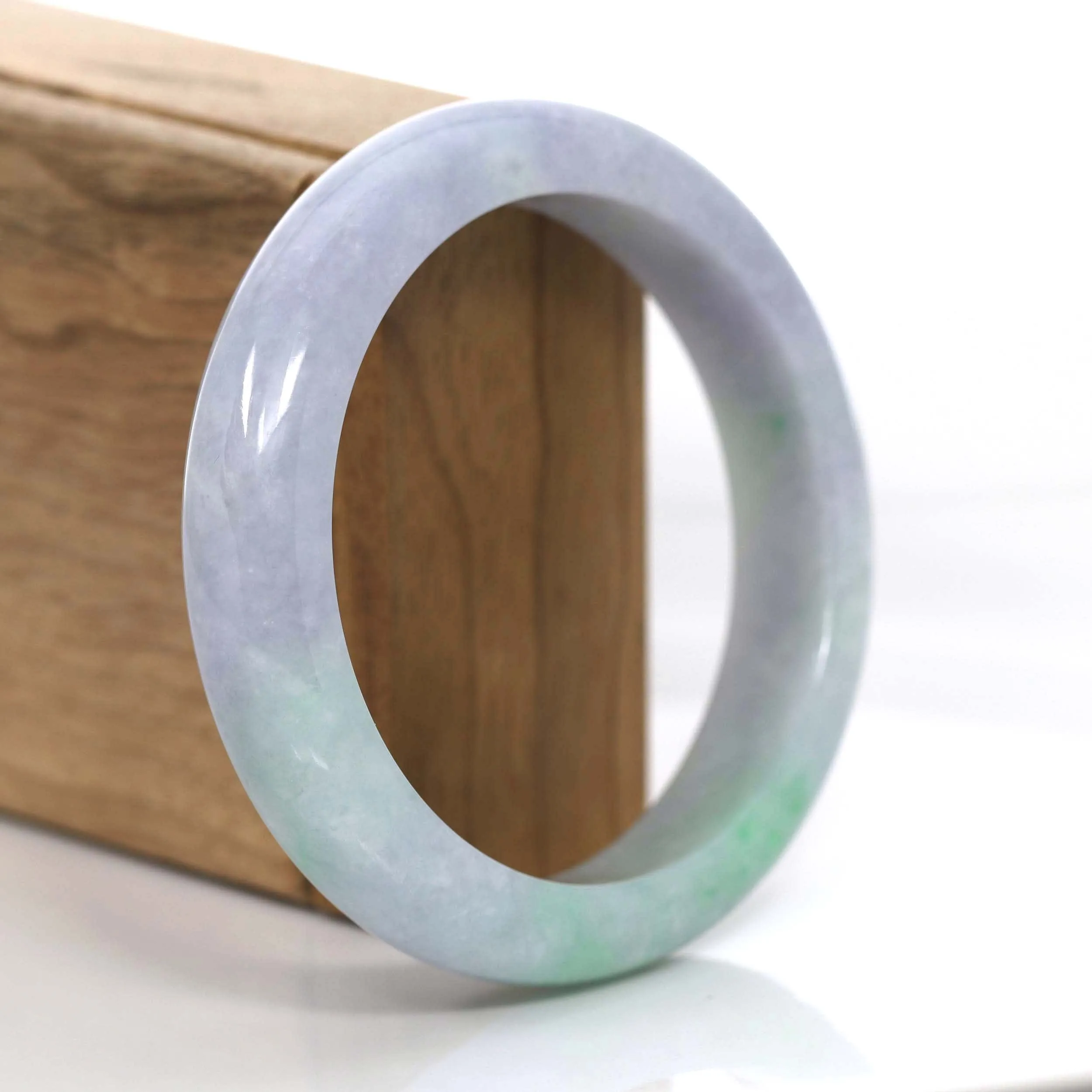 Natural Lavender- Green Jadeite Jade Bangle Bracelet (57.96 mm) #719