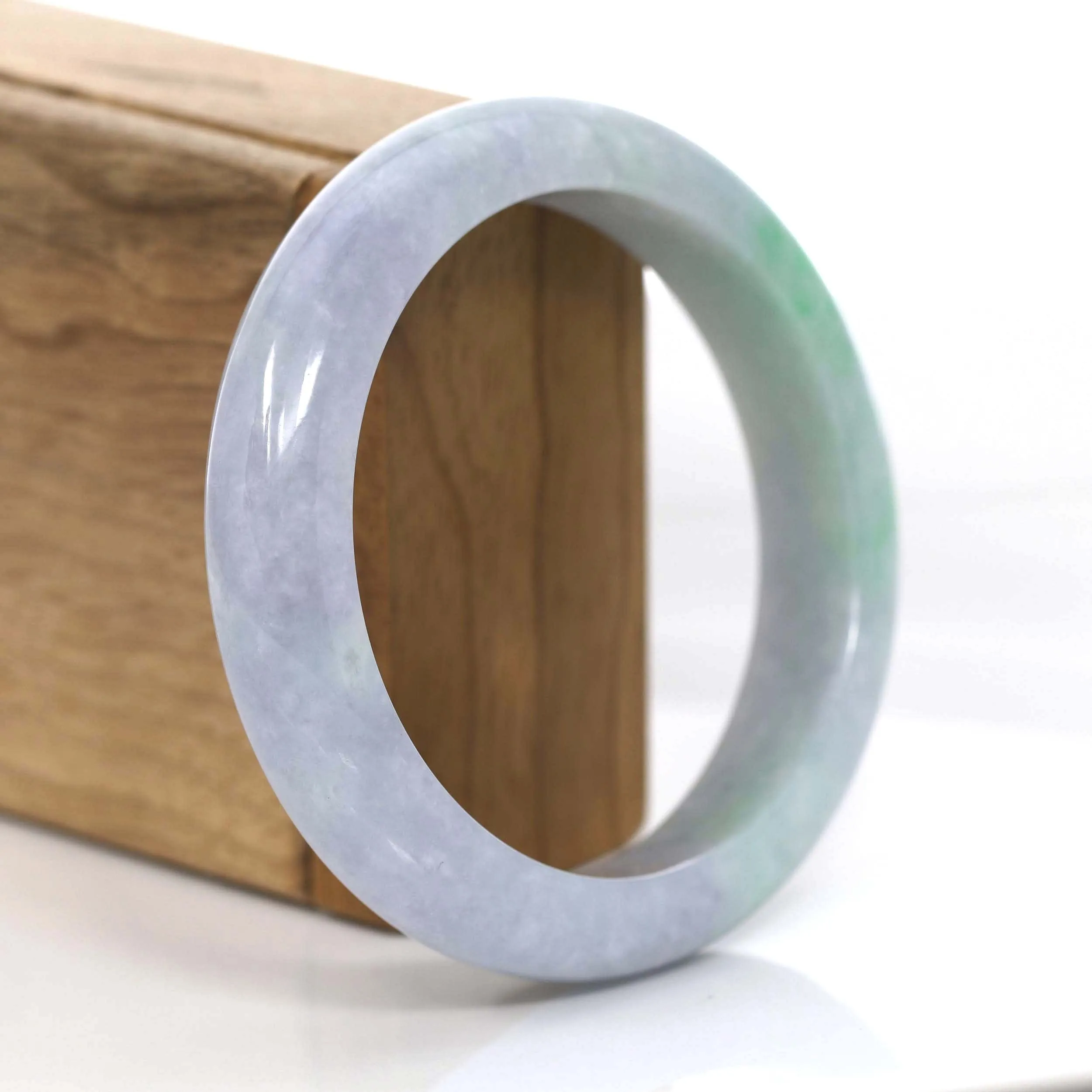 Natural Lavender- Green Jadeite Jade Bangle Bracelet (57.96 mm) #719