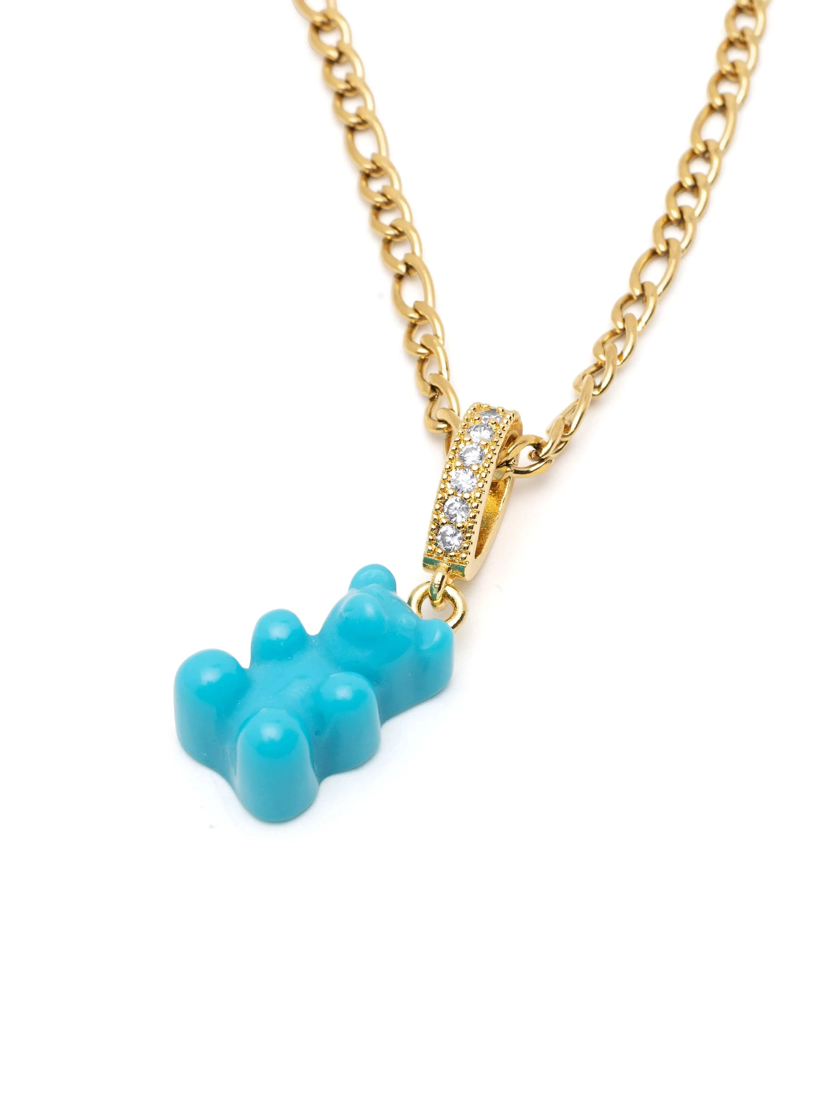 NIALAYA Men's Gold Turquoise Gummy Bear Necklace