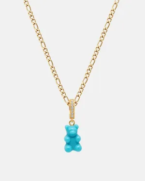 NIALAYA Men's Gold Turquoise Gummy Bear Necklace