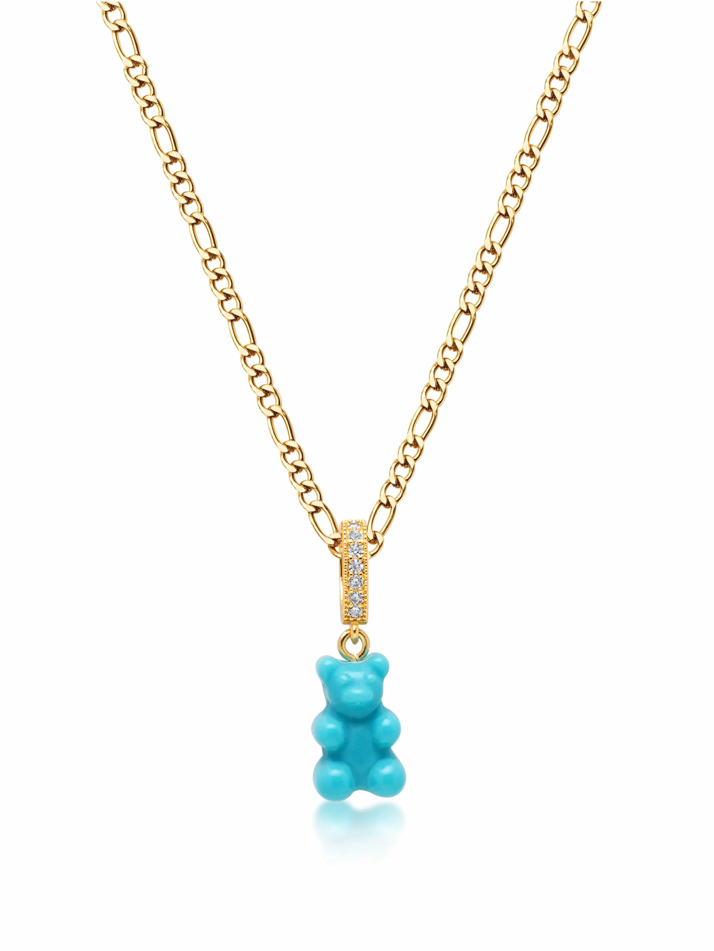 NIALAYA Men's Gold Turquoise Gummy Bear Necklace