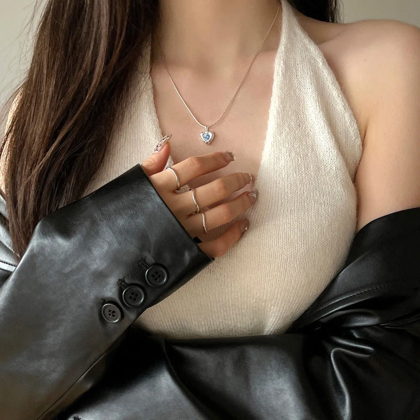 Ocean Heart Necklace (Solid Silver)