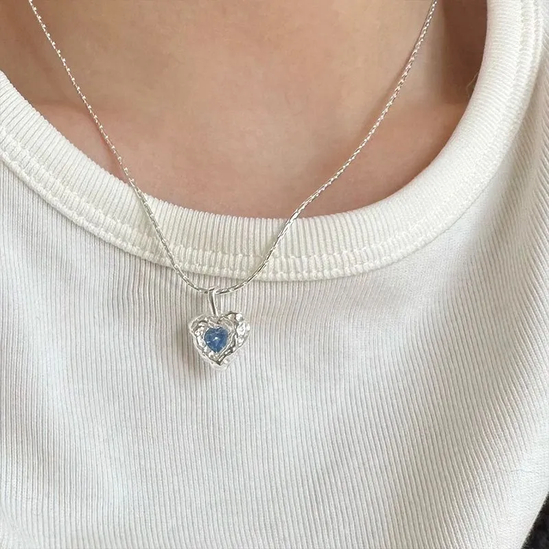 Ocean Heart Necklace (Solid Silver)