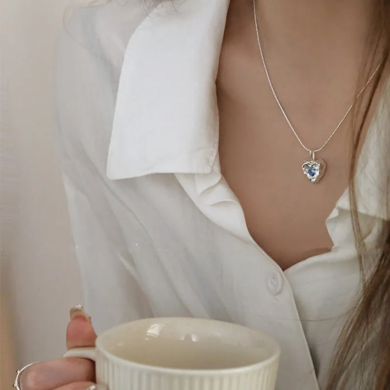 Ocean Heart Necklace (Solid Silver)