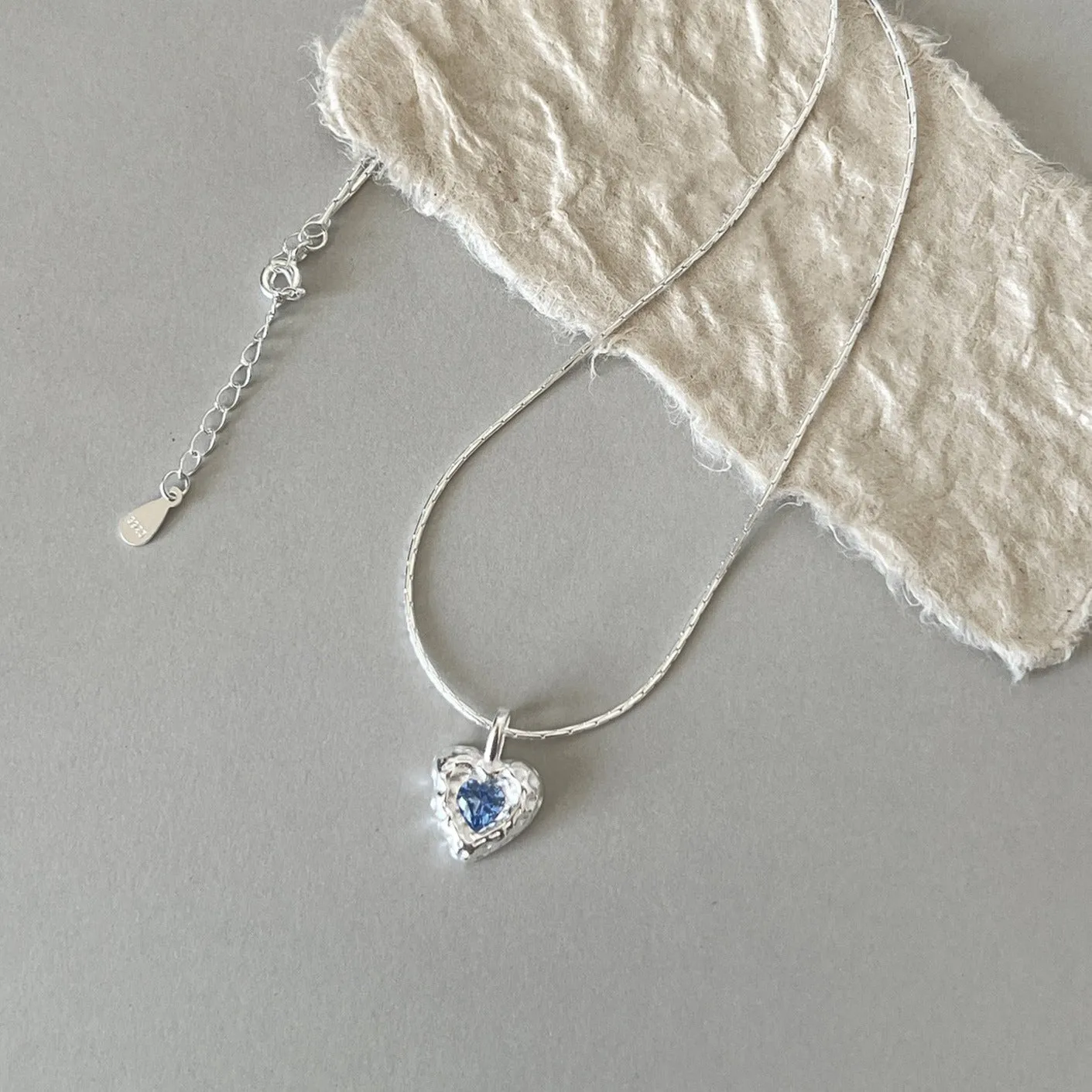 Ocean Heart Necklace (Solid Silver)