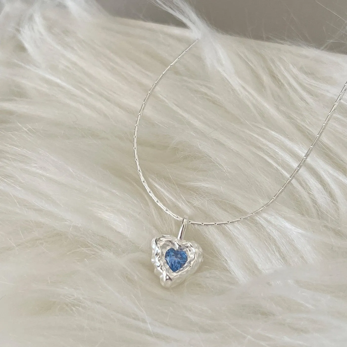 Ocean Heart Necklace (Solid Silver)