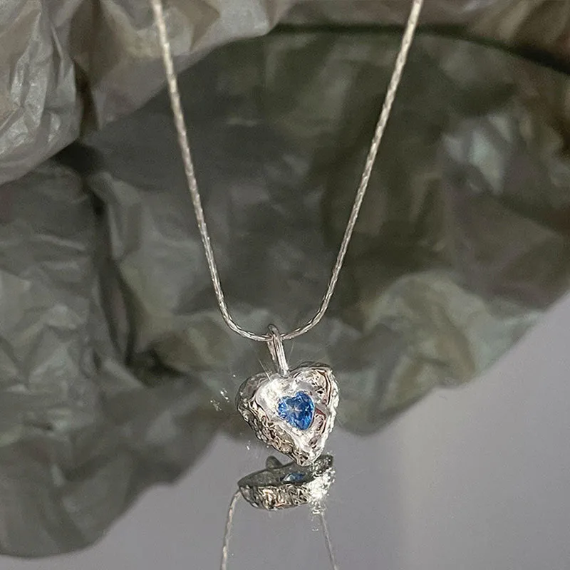 Ocean Heart Necklace (Solid Silver)