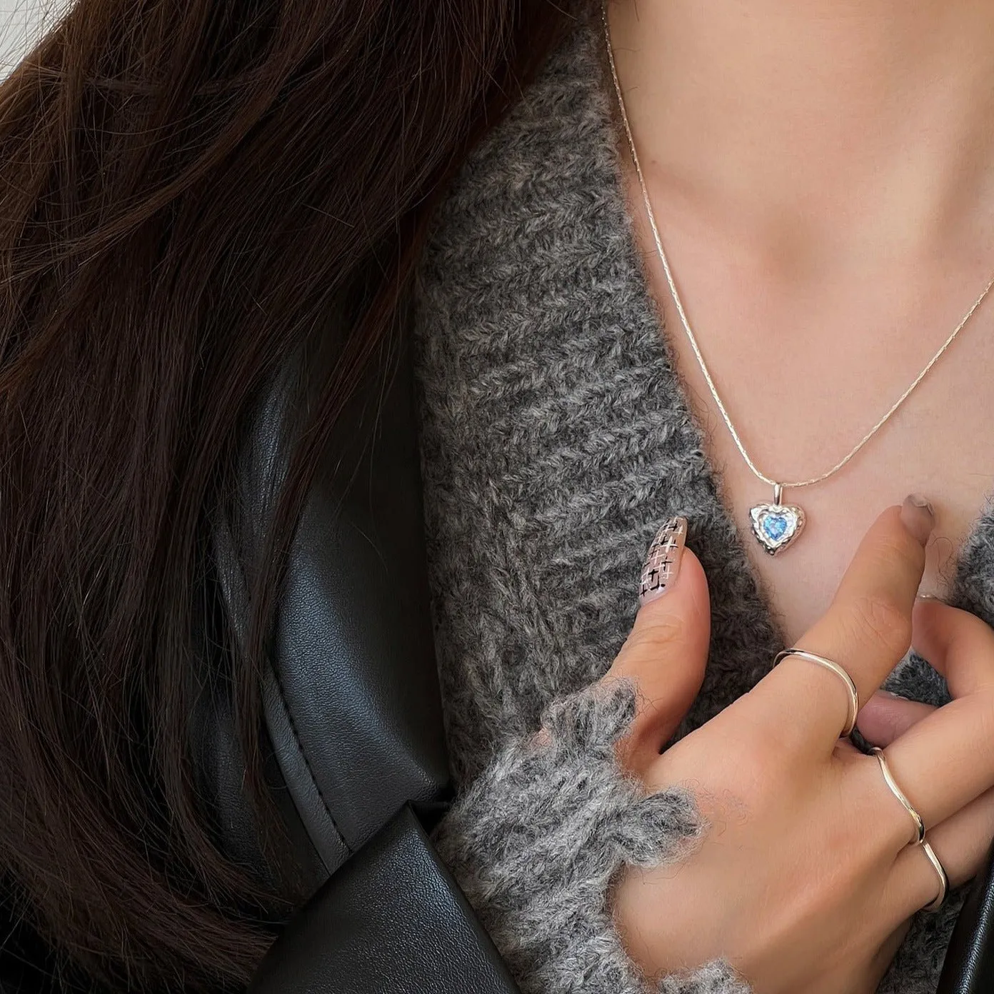 Ocean Heart Necklace (Solid Silver)