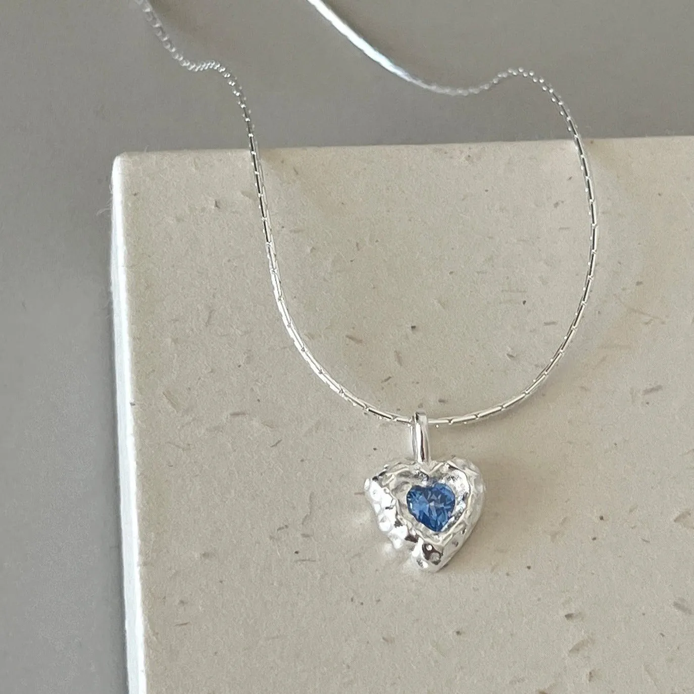 Ocean Heart Necklace (Solid Silver)