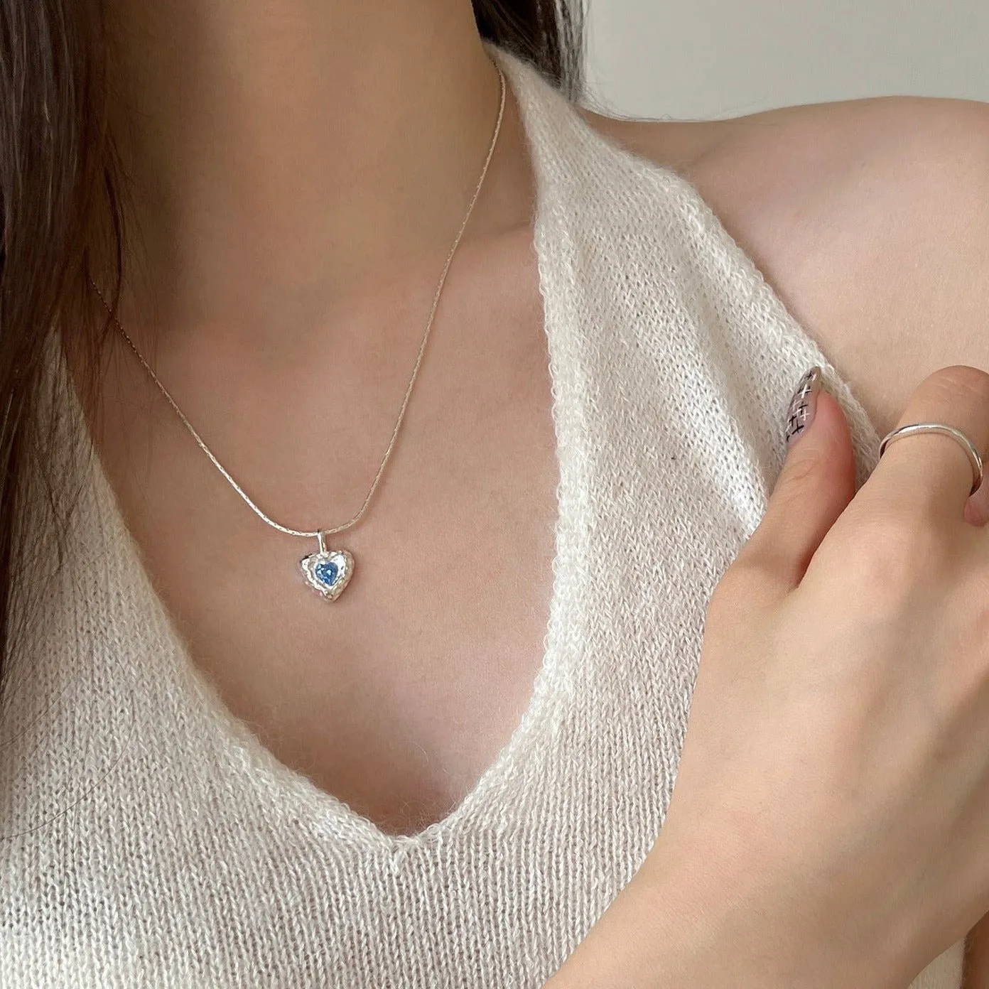 Ocean Heart Necklace (Solid Silver)