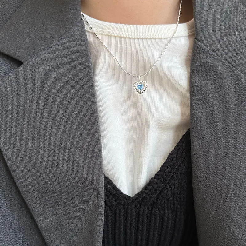 Ocean Heart Necklace (Solid Silver)