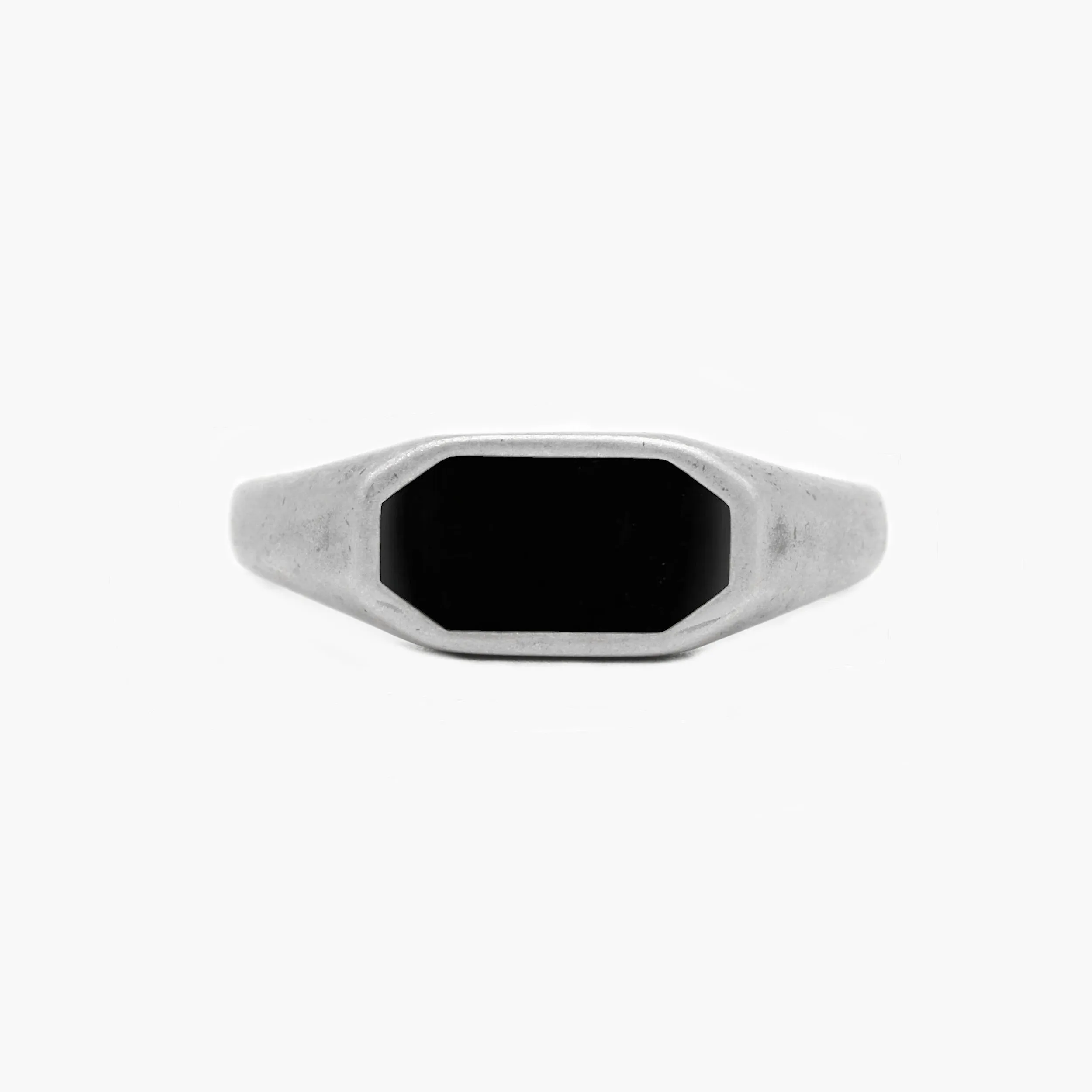 Octagon Signet Ring With Matte Onyx Stone