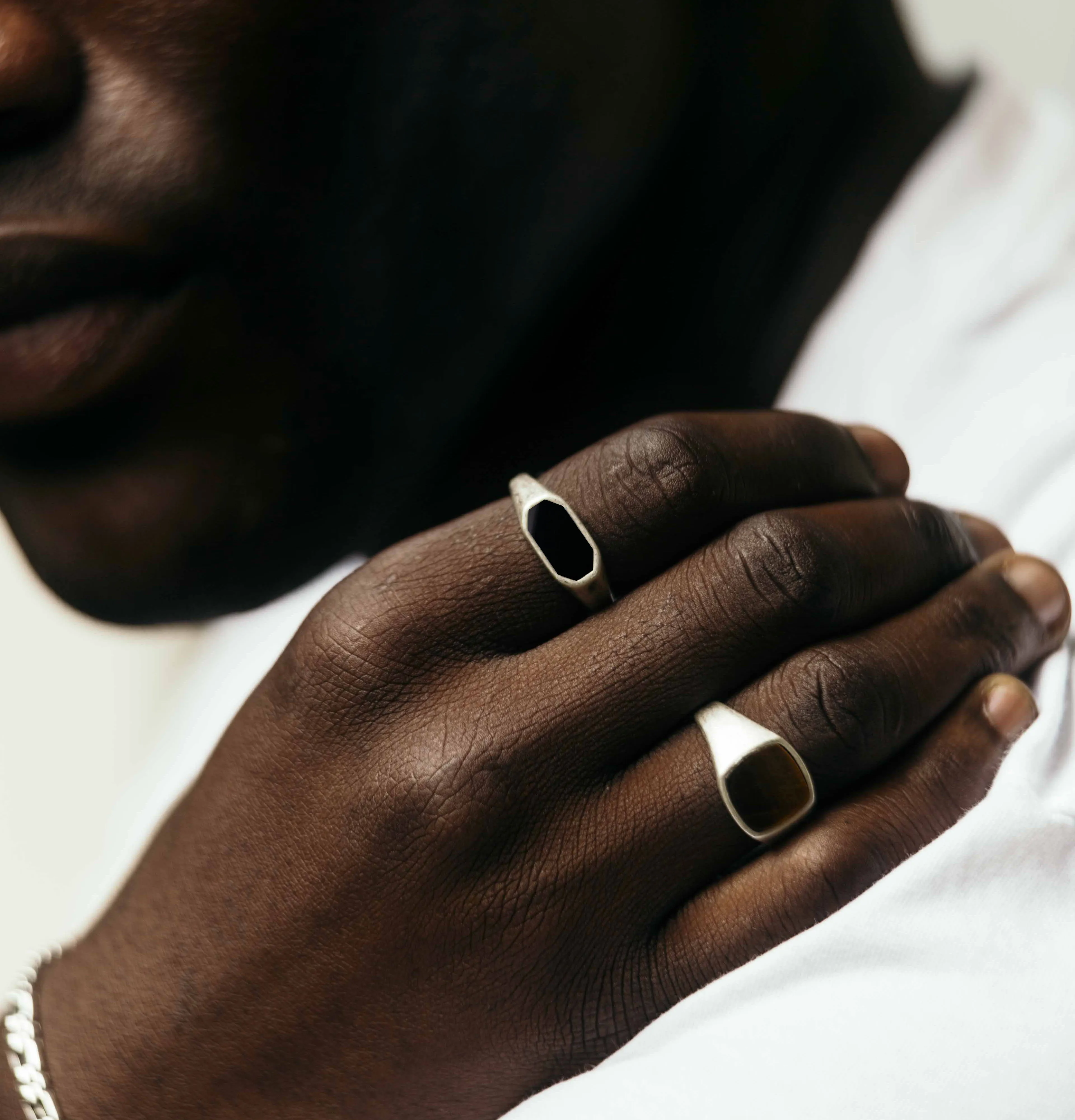 Octagon Signet Ring With Matte Onyx Stone