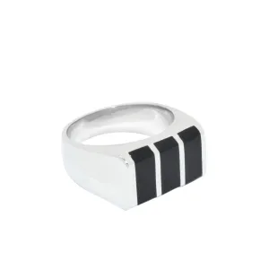 Onyx Three-column Signet Ring