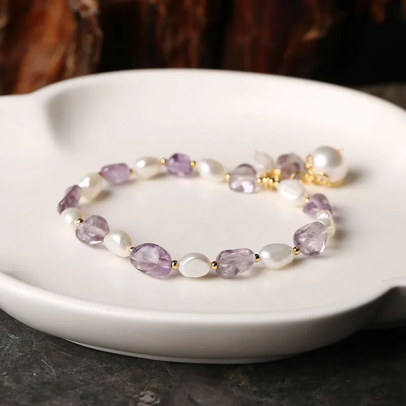 Original Natural Freshwater Pearl Shaped Amethyst Bracelet