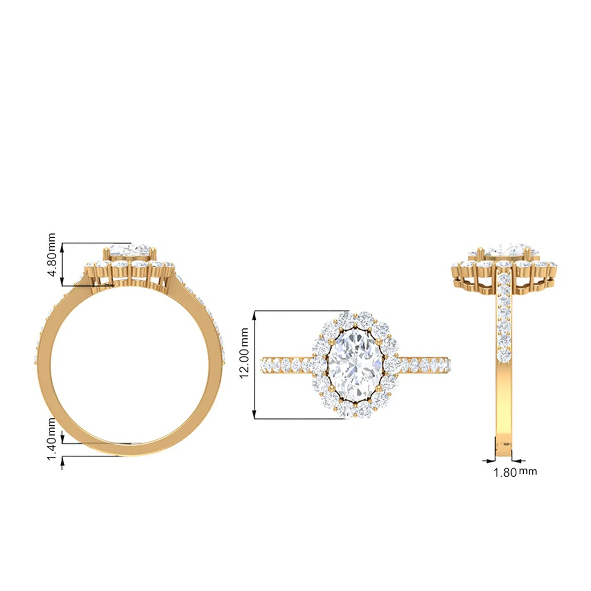 Oval Shape Lab Grown Diamond Halo Engagement Ring