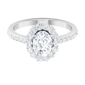 Oval Shape Lab Grown Diamond Halo Engagement Ring