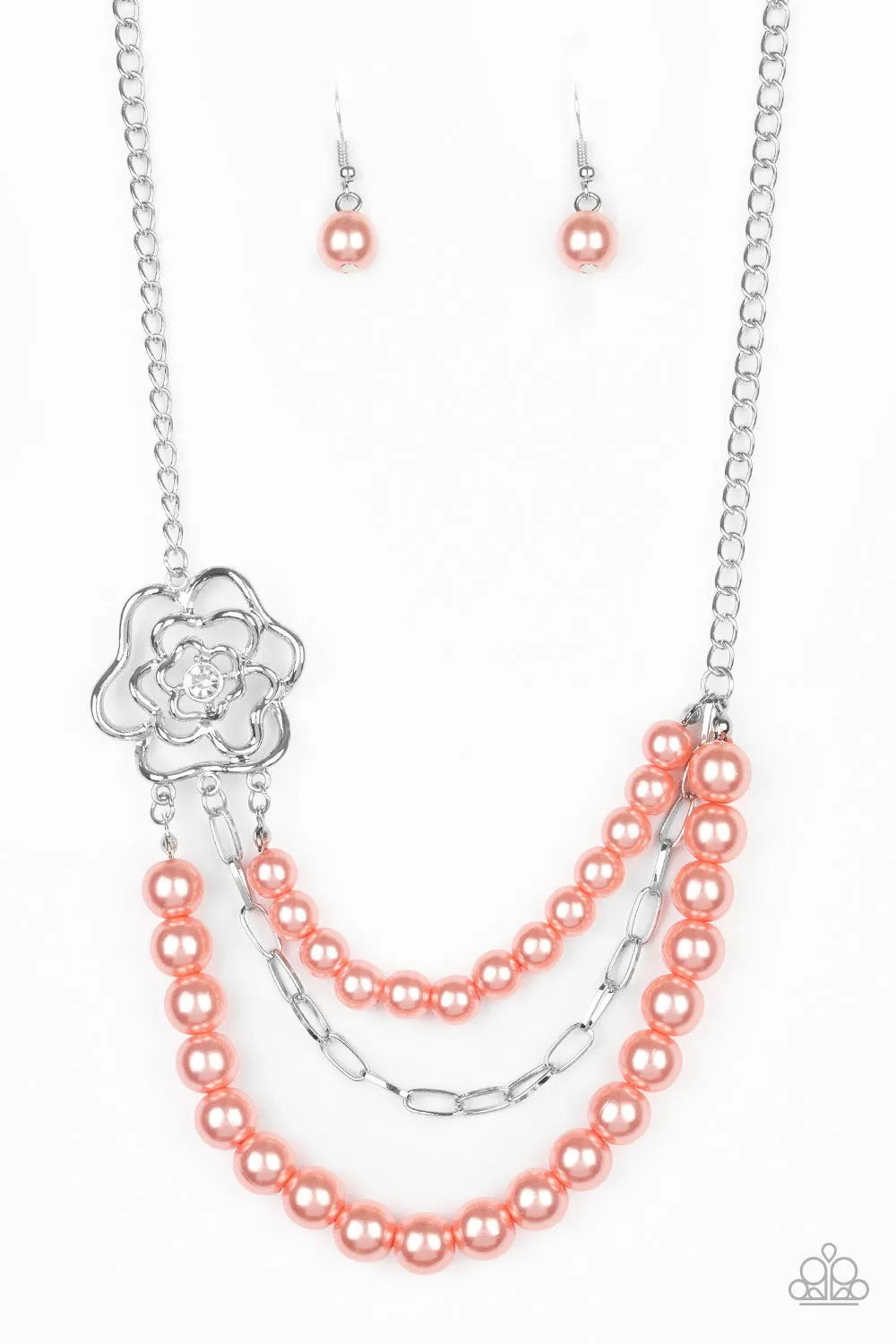 Paparazzi Fabulously Floral Necklace Orange