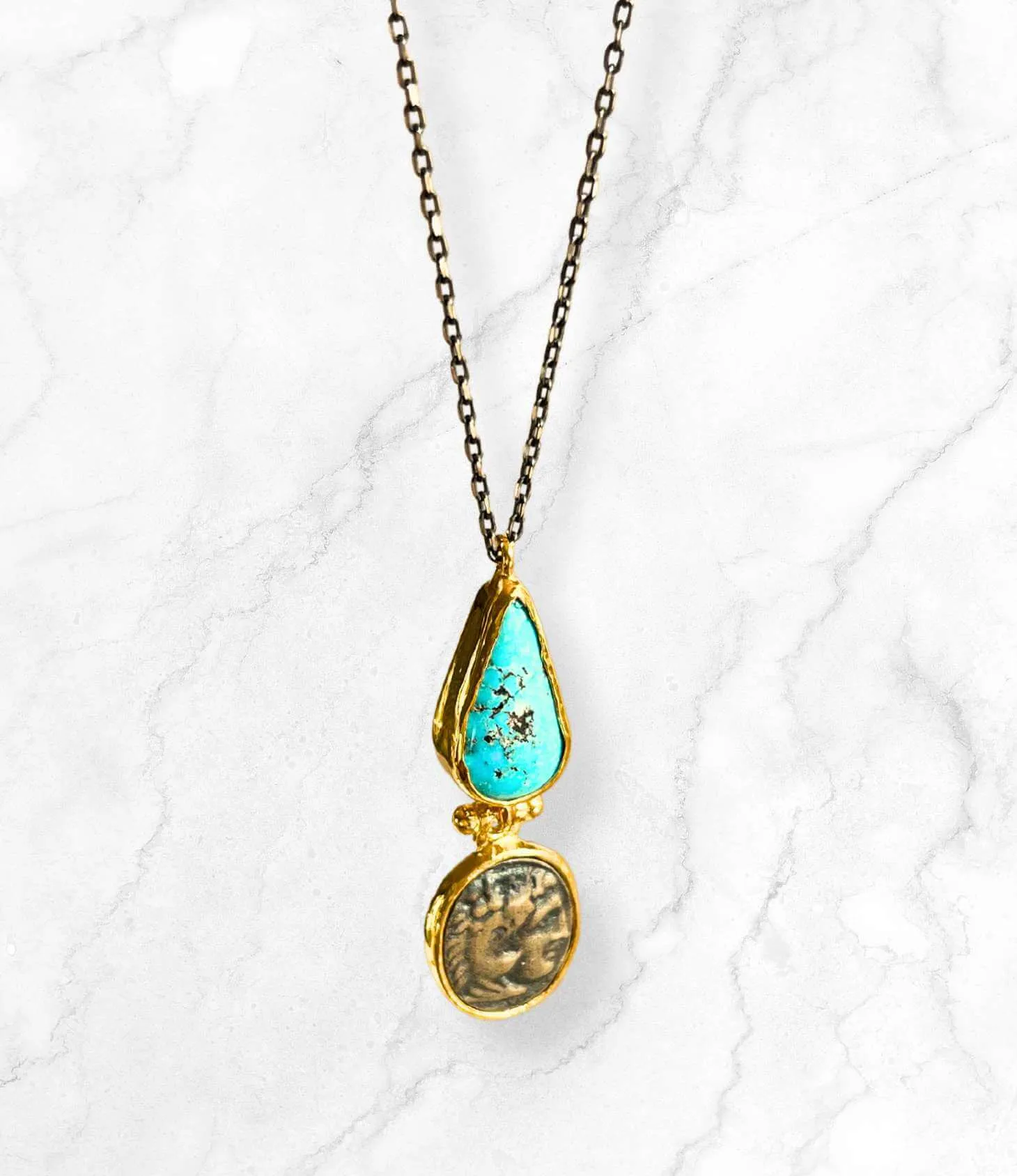 Patara Life Turquoise and Coin Sterling Silver Necklace
