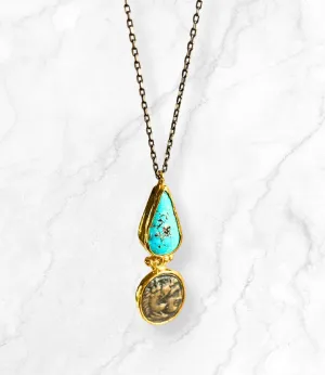 Patara Life Turquoise and Coin Sterling Silver Necklace