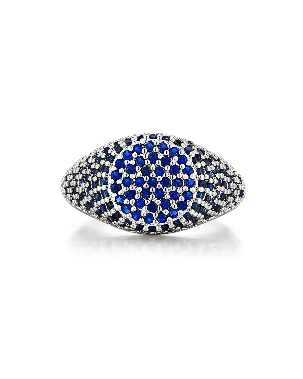 Pave Signet Ring- Blue Sapphire- Silver