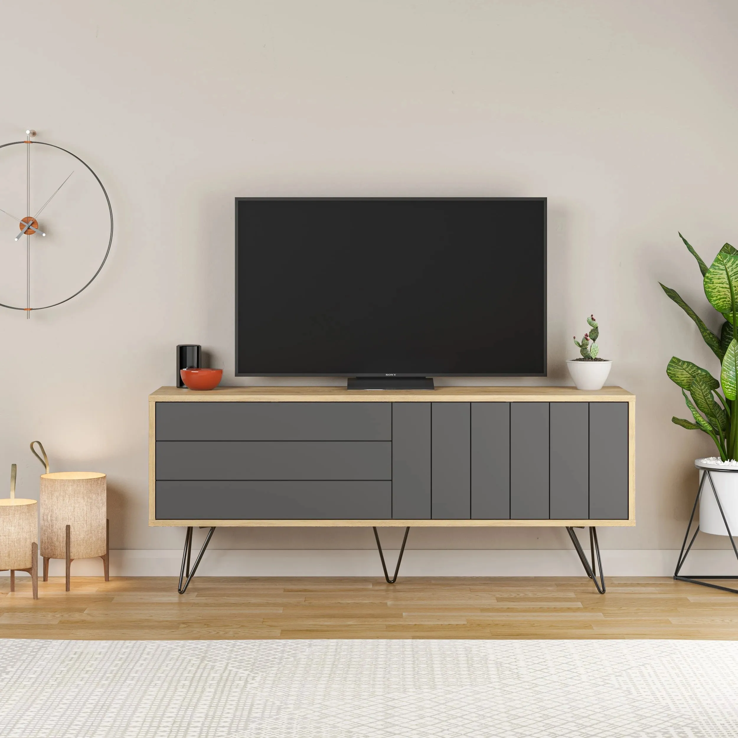 Picadilly Modern TV Stand Multimedia Centre With Storage Cabinet 139cm