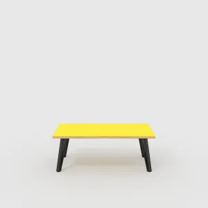 Plywood Coffee Table with Black Box Hairpin Legs - Formica Chrome Yellow - 1200(w) x 600(d) x 425(h)