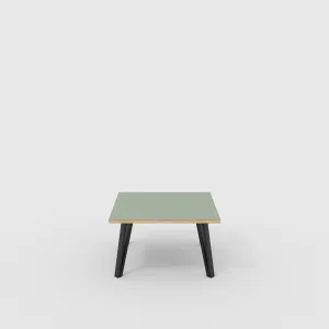 Plywood Coffee Table with Black Box Hairpin Legs - Formica Green Slate - 800(w) x 800(d) x 425(h)