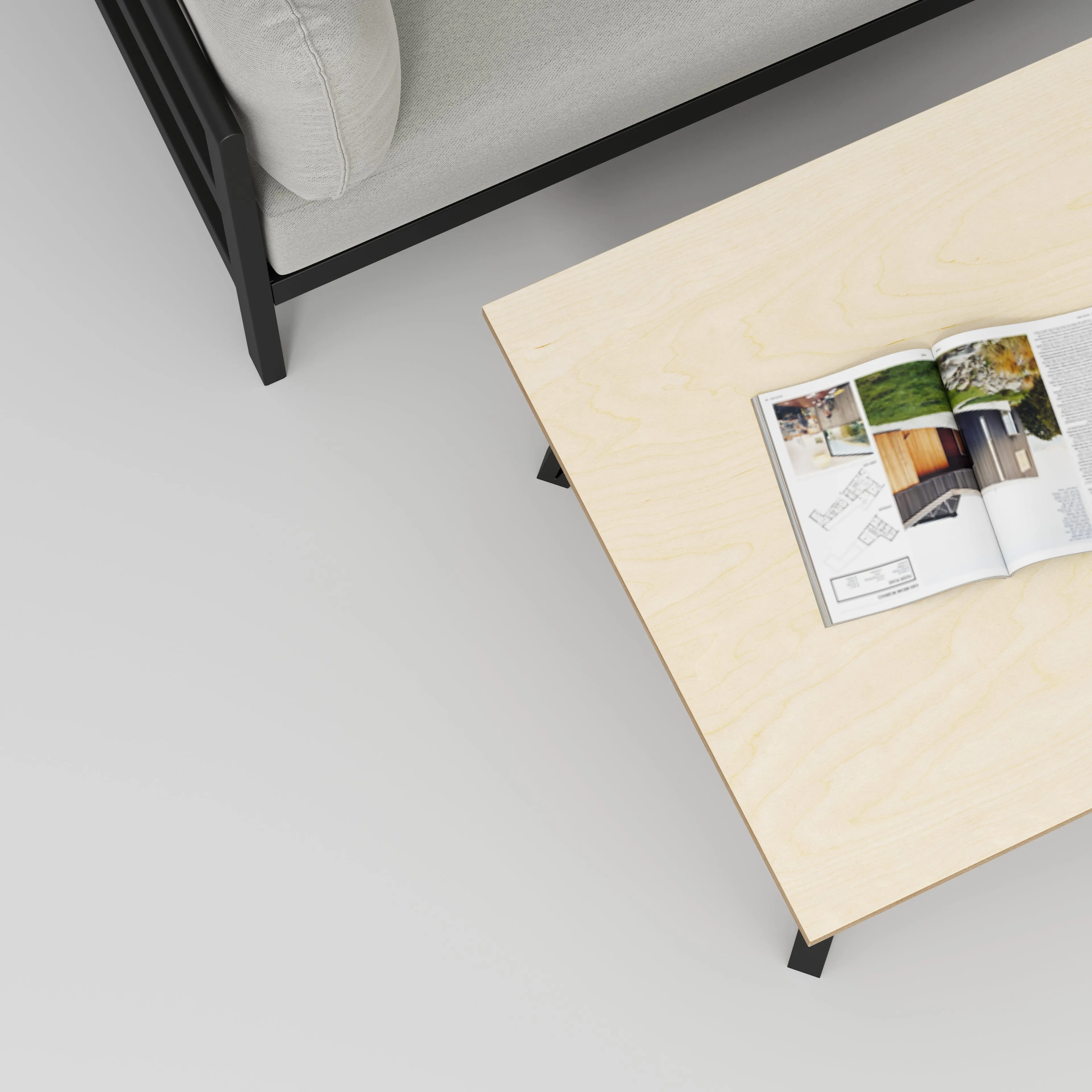 Plywood Coffee Table with Black Box Hairpin Legs - Plywood Birch - 800(w) x 800(d) x 425(h)