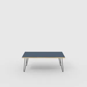 Plywood Coffee Table with Black Hairpin Legs - Formica Night Sea Blue - 1200(w) x 600(d) x 425(h)