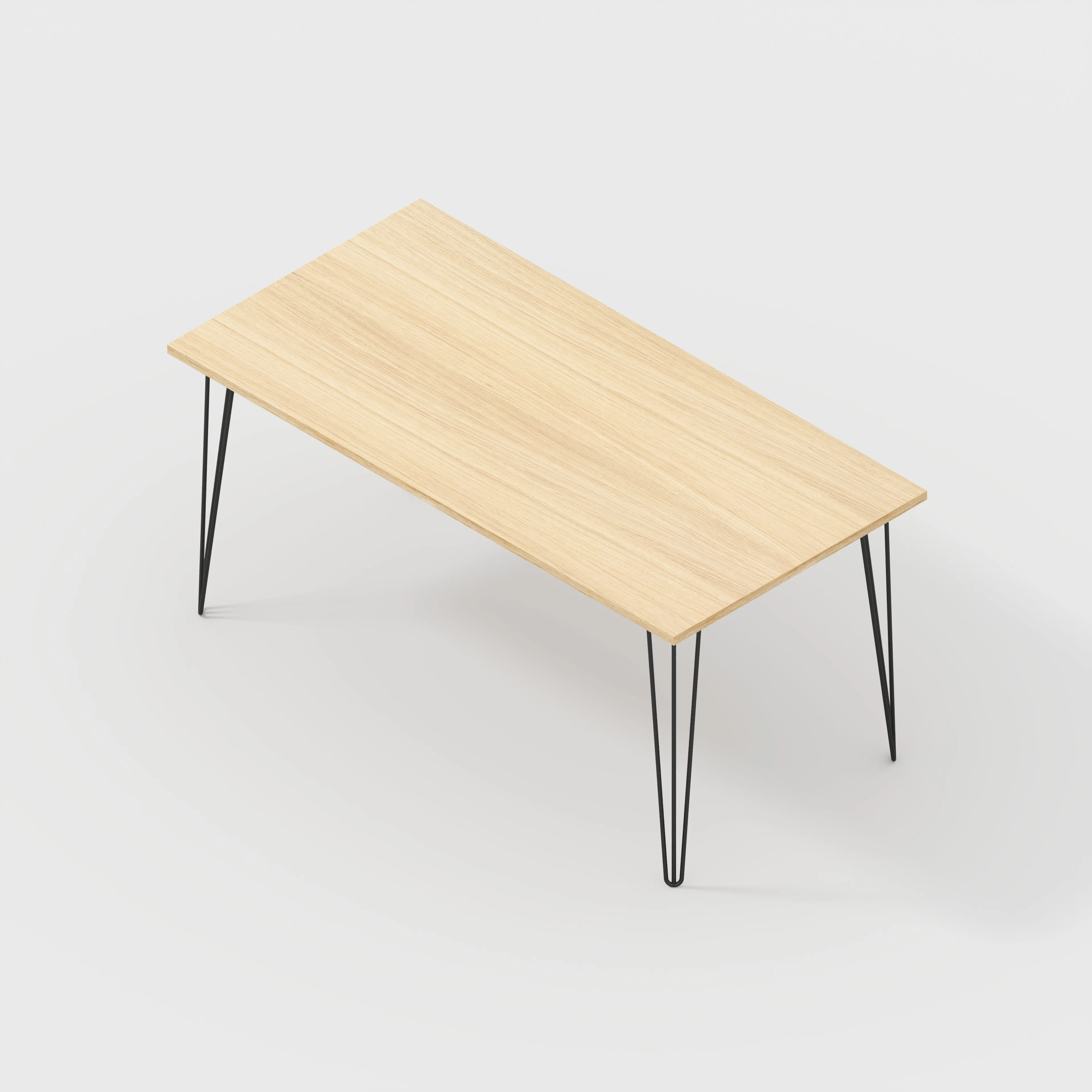 Plywood Desk with Black Hairpin Legs - Plywood Oak - 1600(w) x 800(d) x 735(h)