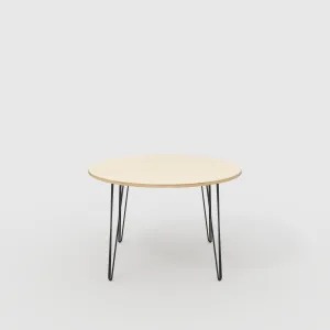 Plywood Round Table with Black Hairpin Legs - Plywood Birch - 1200(dia) x 735(h)