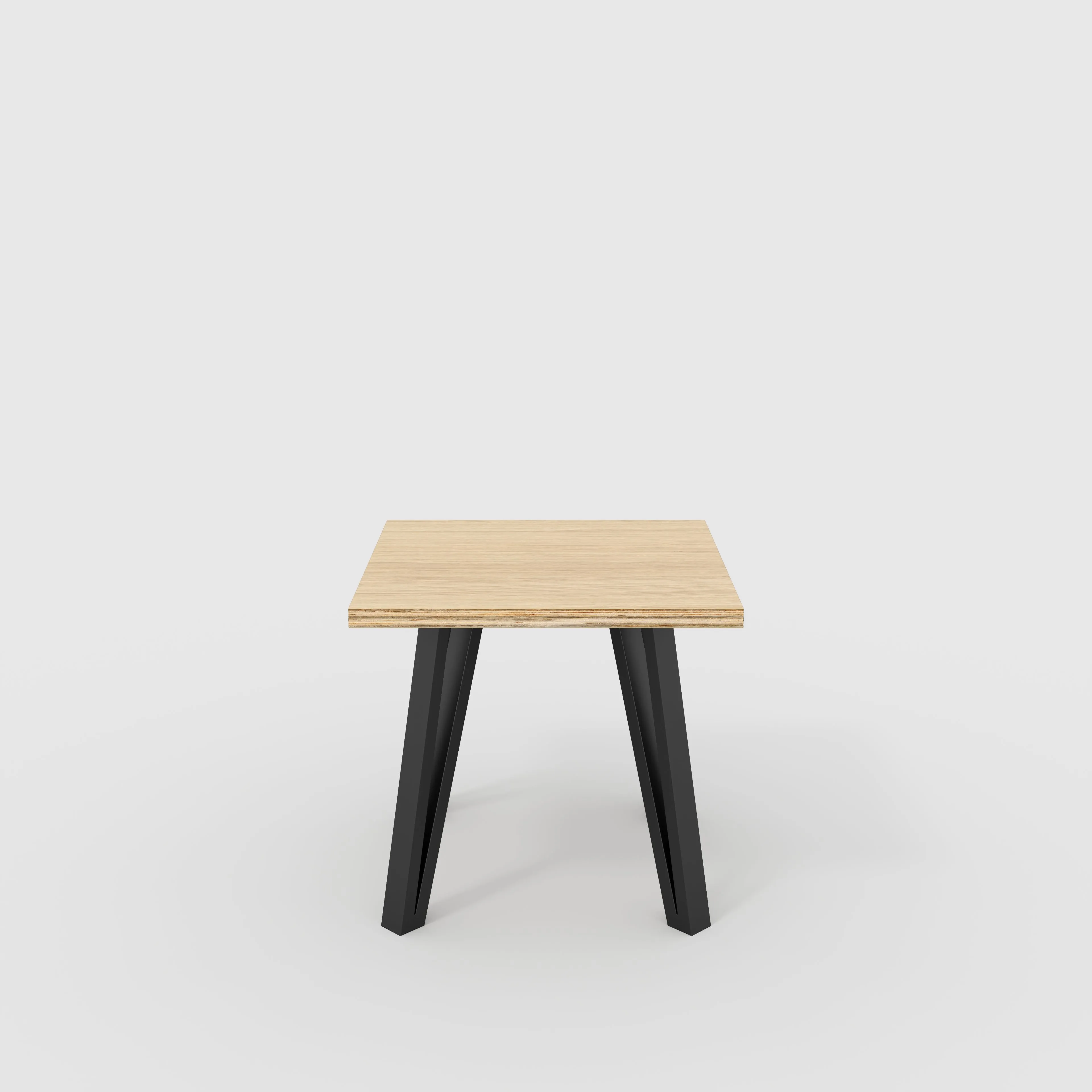 Plywood Side Table with Black Box Hairpin Legs - Plywood Oak - 500(w) x 500(d) x 425(h)