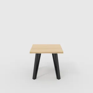 Plywood Side Table with Black Box Hairpin Legs - Plywood Oak - 500(w) x 500(d) x 425(h)