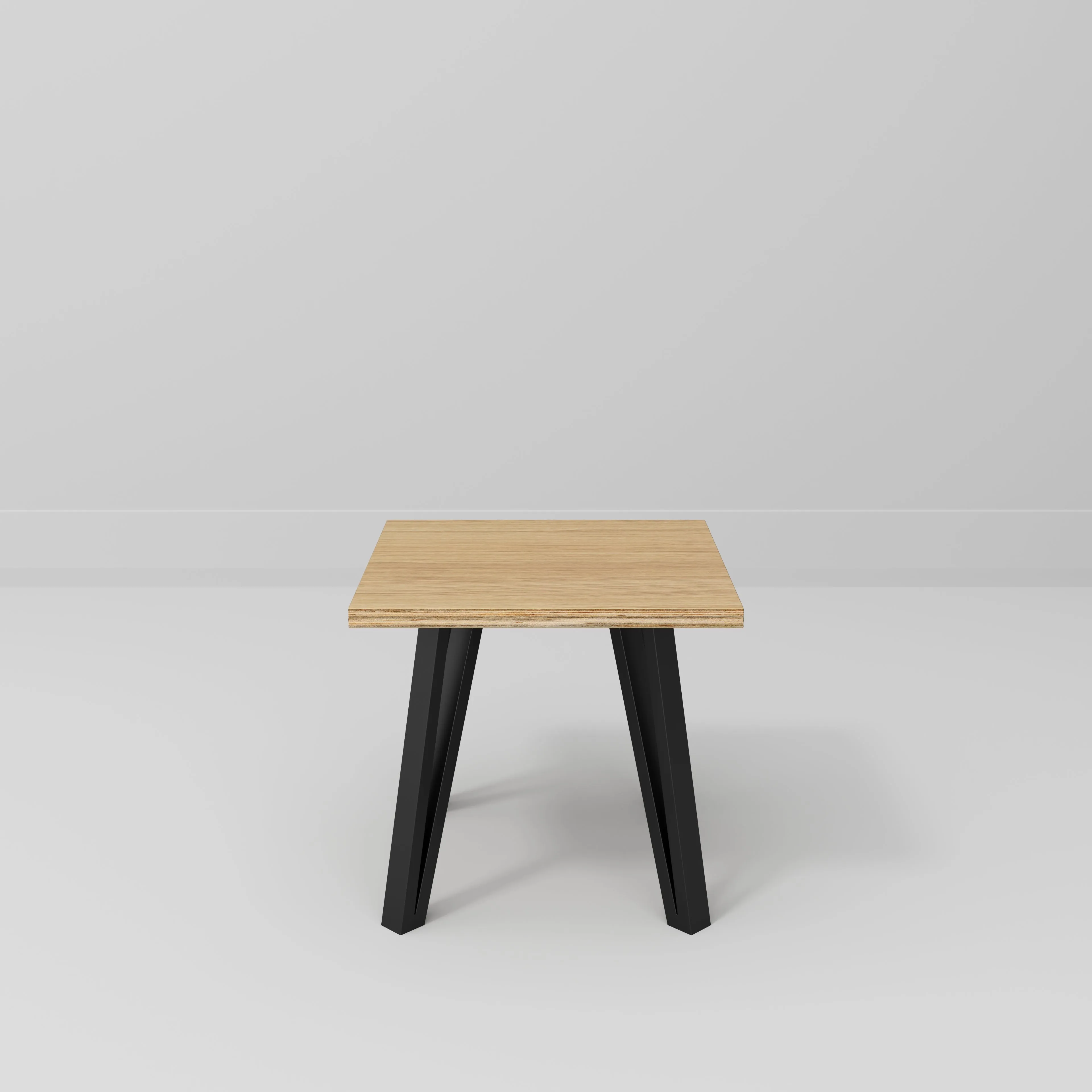Plywood Side Table with Black Box Hairpin Legs - Plywood Oak - 500(w) x 500(d) x 425(h)