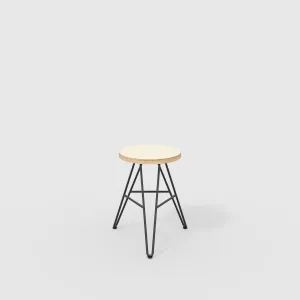 Plywood Stool with Black Hairpin Base - Plywood Birch