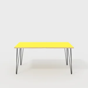 Plywood Table with Black Hairpin Legs - Formica Chrome Yellow - 1600(w) x 800(d)