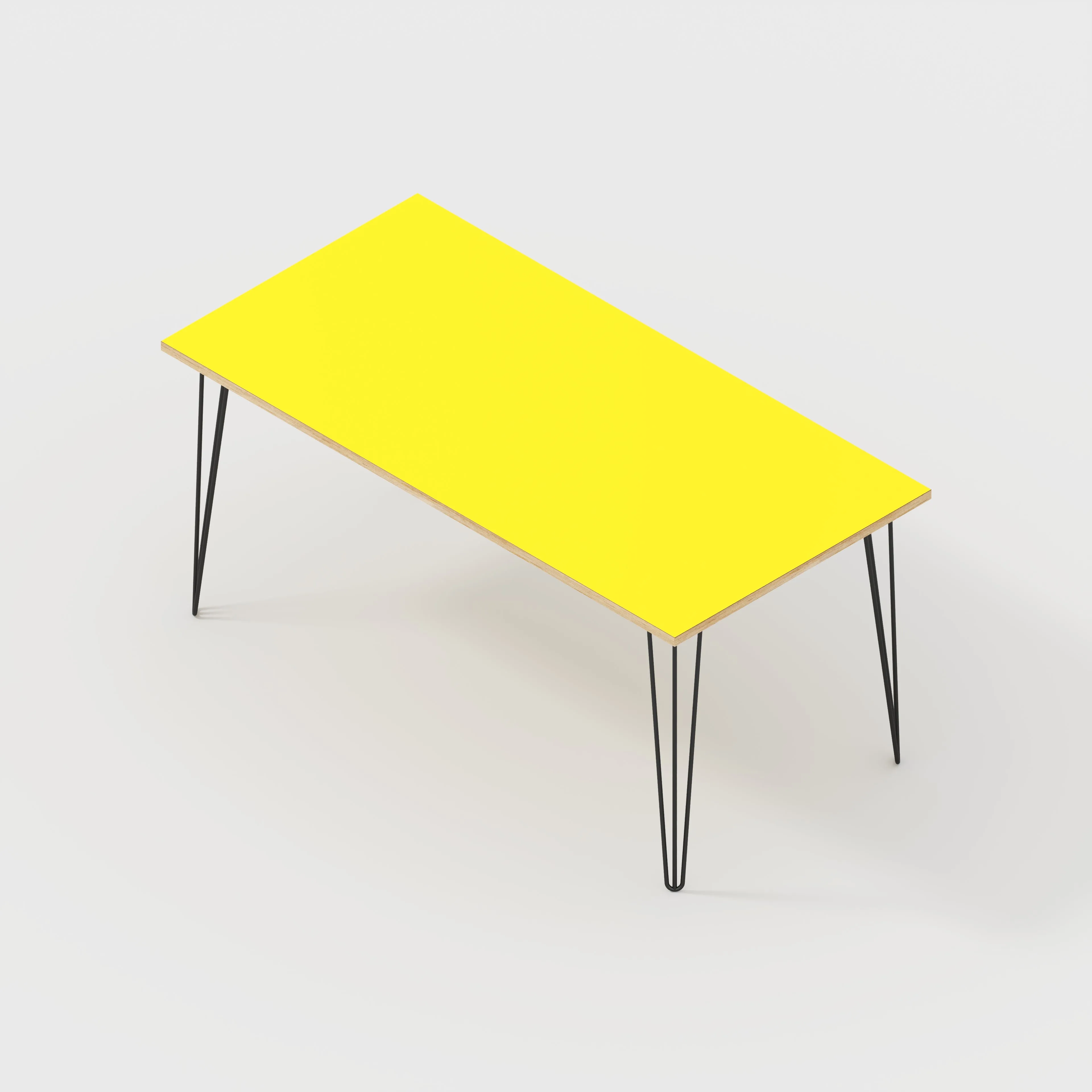 Plywood Table with Black Hairpin Legs - Formica Chrome Yellow - 1600(w) x 800(d)