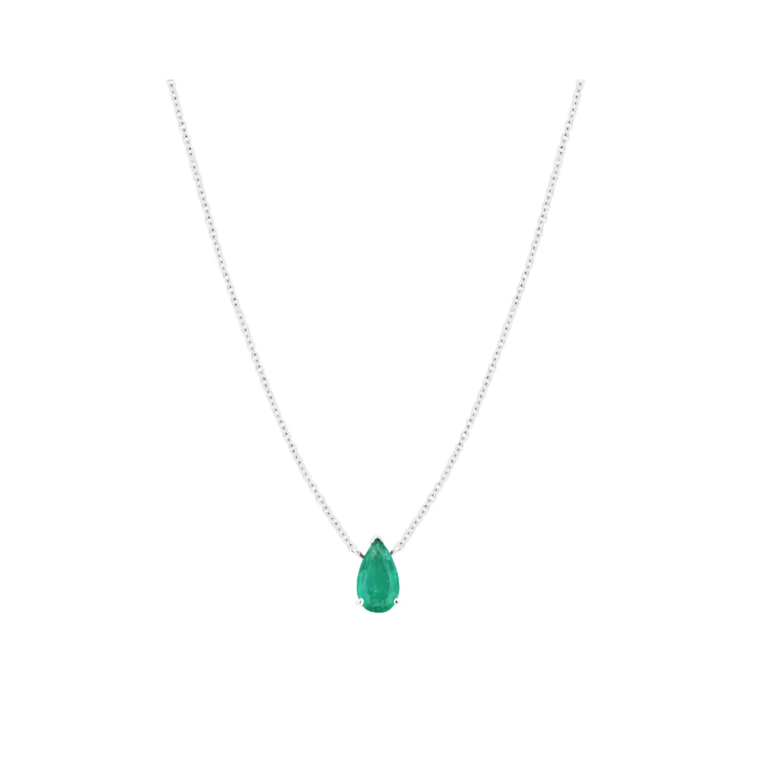 Prong Set Emerald Pear-Cut Necklace