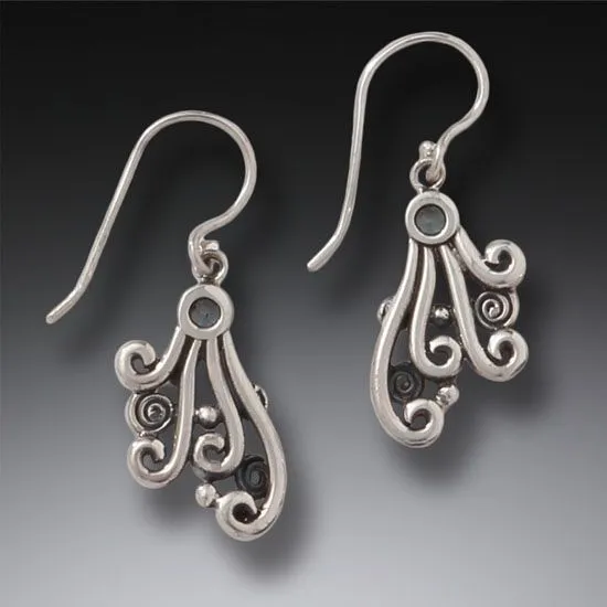 "Spray" Rainbow Moonstone Sterling Silver Earrings