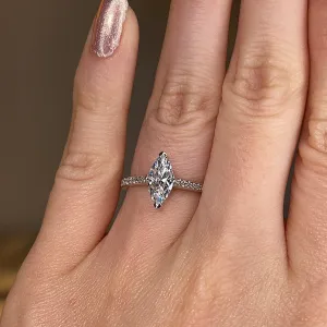 "Zora" Marquise Cut Diamond Grain Set Diamond Engagement Ring DSMC03